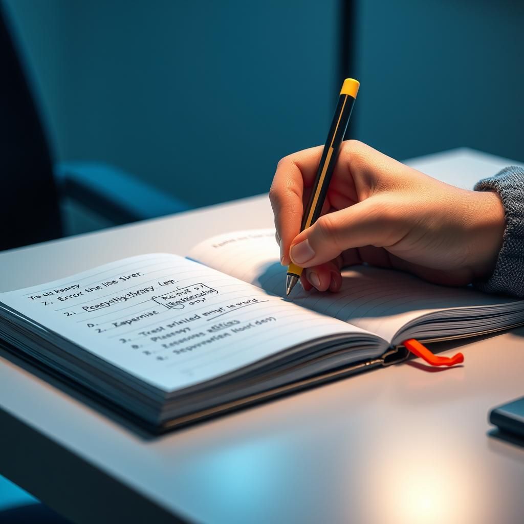 학생이 오답노트를 정리하는 모습